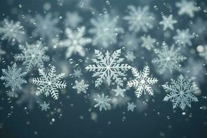 ai gegenereerd sneeuwvlokken sierlijk decoreren een winter wonderland Kerstmis sneeuw licht achtergrond ai gegenereerd foto