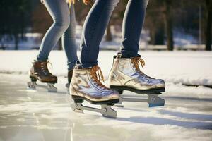 ai gegenereerd feestelijk ijs het schaatsen een winter vreugde dat vangt de Kerstmis geest ai gegenereerd foto