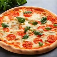 ai gegenereerd vers Italiaans pizza met Mozzarella kaas plak generatief ai foto