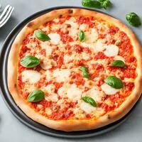 ai gegenereerd vers Italiaans pizza met Mozzarella kaas plak generatief ai foto