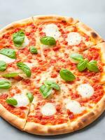 ai gegenereerd vers Italiaans pizza met Mozzarella kaas plak generatief ai foto