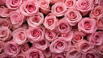 ai gegenereerd roze rozen zijn geregeld in een groot boeket foto