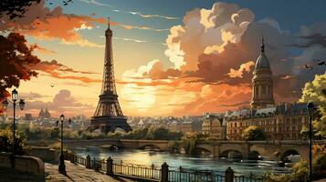 ai gegenereerd Parijs toerisme achtergrond foto