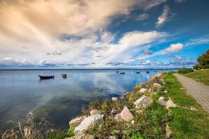 visvangst boten, Baltisch zee, baai van puck foto