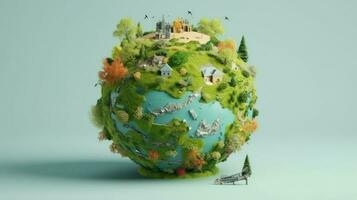 ecologie concept. groen planeet met bomen foto