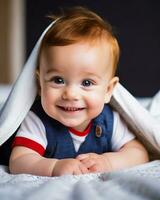 ai gegenereerd detailopname portret glimlachen babygegenereerd beeld foto