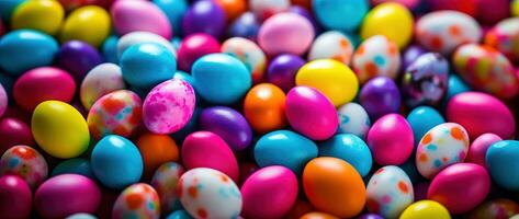 ai gegenereerd kleurrijk Pasen eieren achtergrond foto