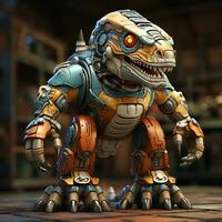 ai gegenereerd 3d tekenfilm tyrannosaurus rex robot foto