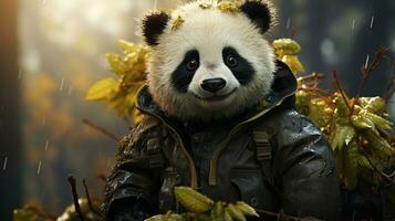 ai gegenereerd schattig panda achtergronden foto