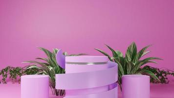 natuurlijke roze product podium achtergrond 3D-rendering foto