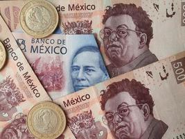 achtergrond voor economie en financiële thema's met Mexicaans geld foto