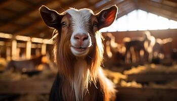 ai gegenereerd een schattig haan in een kip hok, omringd door natuur gegenereerd door ai foto