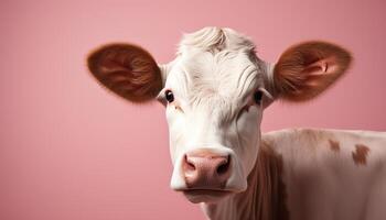 ai gegenereerd schattig lam begrazing in groen weide Aan een boerderij gegenereerd door ai foto