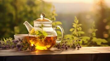 ai gegenereerd Gezondheid gezond thee drinken antioxidant ai gegenereerd foto