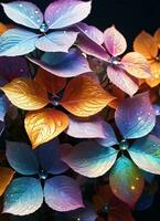 ai gegenereerd hortensia holografische bloemen foto