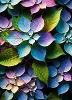 ai gegenereerd hortensia holografische bloemen foto