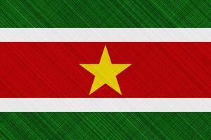 vlag van republiek van Suriname Aan een getextureerde achtergrond. concept collage. foto