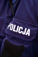 Politie teken - logo Aan de terug van de Politie uniform. politie. foto