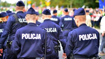 Politie teken - logo Aan de terug van de Politie uniform. politie. foto