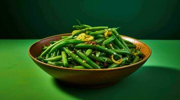 ai gegenereerd sesam gember groen Boon salade foto