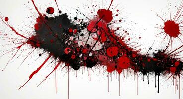 ai gegenereerd artistiek rood bloed spetterde Aan wit canvas behang foto