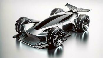 ai gegenereerd strak futuristische voertuig concept in dynamisch houding foto