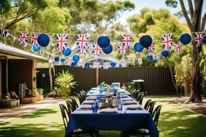 ai gegenereerd Engeland evenement Engels unie wit patriottisme blauw Londen vlag Brittannië vlaggedoek symbool foto