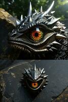 ai gegenereerd detailopname van een Japans draak hoofd foto