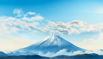 ai gegenereerd majestueus berg piek, besneeuwd en rustig, in Japans herfst gegenereerd door ai foto