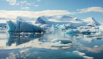 ai gegenereerd transparant ijs kristal weerspiegelt de schoonheid van natuur verkoudheid temperatuur gegenereerd door ai foto