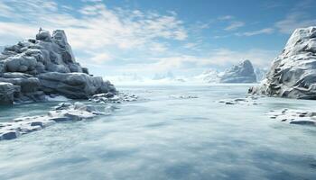 ai gegenereerd versheid van winter weerspiegeld in transparant ijs kristal patronen gegenereerd door ai foto