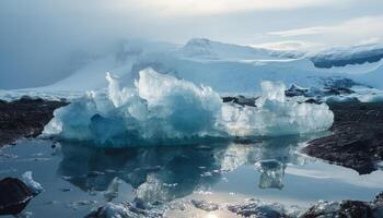 ai gegenereerd verfrissend drinken ijs kubus smelten in glas van verkoudheid water gegenereerd door ai foto