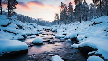 ai gegenereerd glimlachen Mens in winter, vieren met sneeuw, geschenk, en vreugde gegenereerd door ai foto