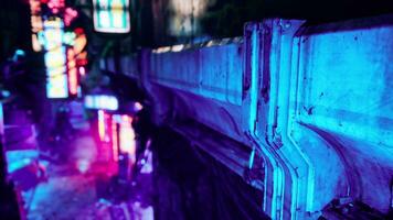Aziatisch stad- met neon licht van reclameborden en advertentie in nachtleven foto