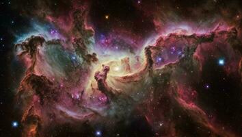 ai gegenereerd majestueus kleurrijk sterrenhemel ruimte heelal wolk nevel foto
