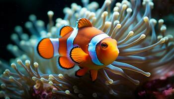 ai gegenereerd onderwater- schoonheid vis, rif, natuur, dier, water, tropisch klimaat gegenereerd door ai foto