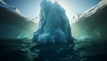 ai gegenereerd abstract blauw ijs kristal weerspiegelt natuur bevroren versheid gegenereerd door ai foto