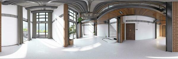 360 Open ruimte interieur zolder ontwerp. foto