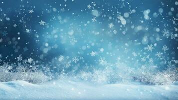 ai gegenereerd winter sneeuw en illustratie met pijnboom bomen en Doorzichtig lucht foto