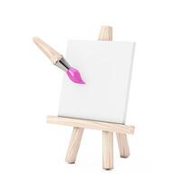 artiest penseel met ezel icoon. 3d renderen foto