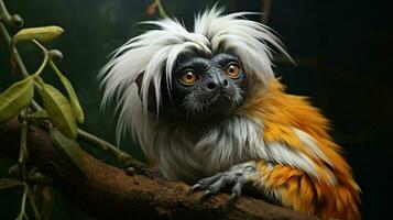 ai gegenereerd tamarin natura dier behang achtergrond foto