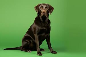 ai gegenereerd een labrador retriever hond is staand Aan een groen scherm foto