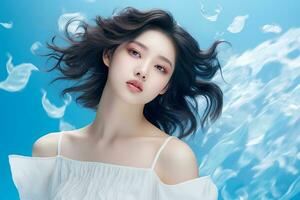 Koreaans schoonheid modellen met maken omhoog poseren voor fee themed foto's foto