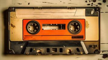 ai gegenereerd generatief ai, foto van oud audio plakband cassette, wijnoogst nostalgisch voorwerp voor de ontwerp van de 80s