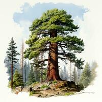 ai gegenereerd reusachtig sequoia, groot mahonie, symbool van Verenigde Staten van Amerika - ai gegenereerd beeld foto