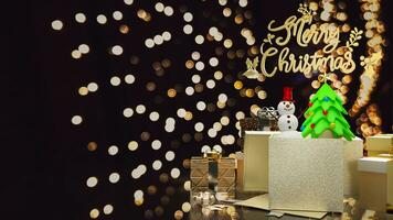 de goud tekst en geschenk doos voor Kerstmis of vakantie concept 3d renderen foto
