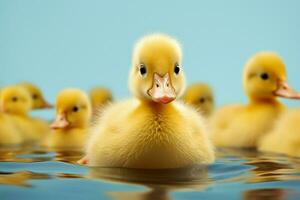 ai gegenereerd schattig pluizig klein weinig geel eenden ai gegenereerd foto