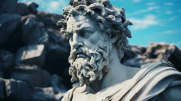 ai gegenereerd generatief ai, stoïcisme concept, beeldhouwwerk van een stoïcijns, vertegenwoordigen filosofie, oude Grieks god standbeeld foto