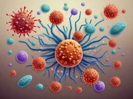 ai gegenereerd bacterie en virussen, wetenschappelijk concept, microbioom foto
