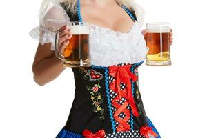 mooi jong blond meisje van oktoberfeest bier stein foto